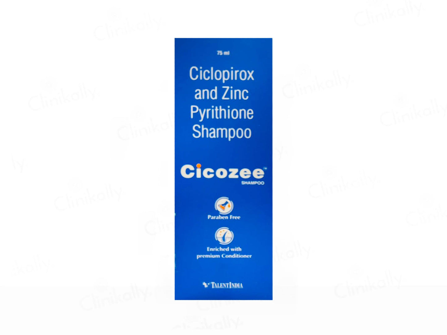 Cicozee shampoo packaging with blue background and white text