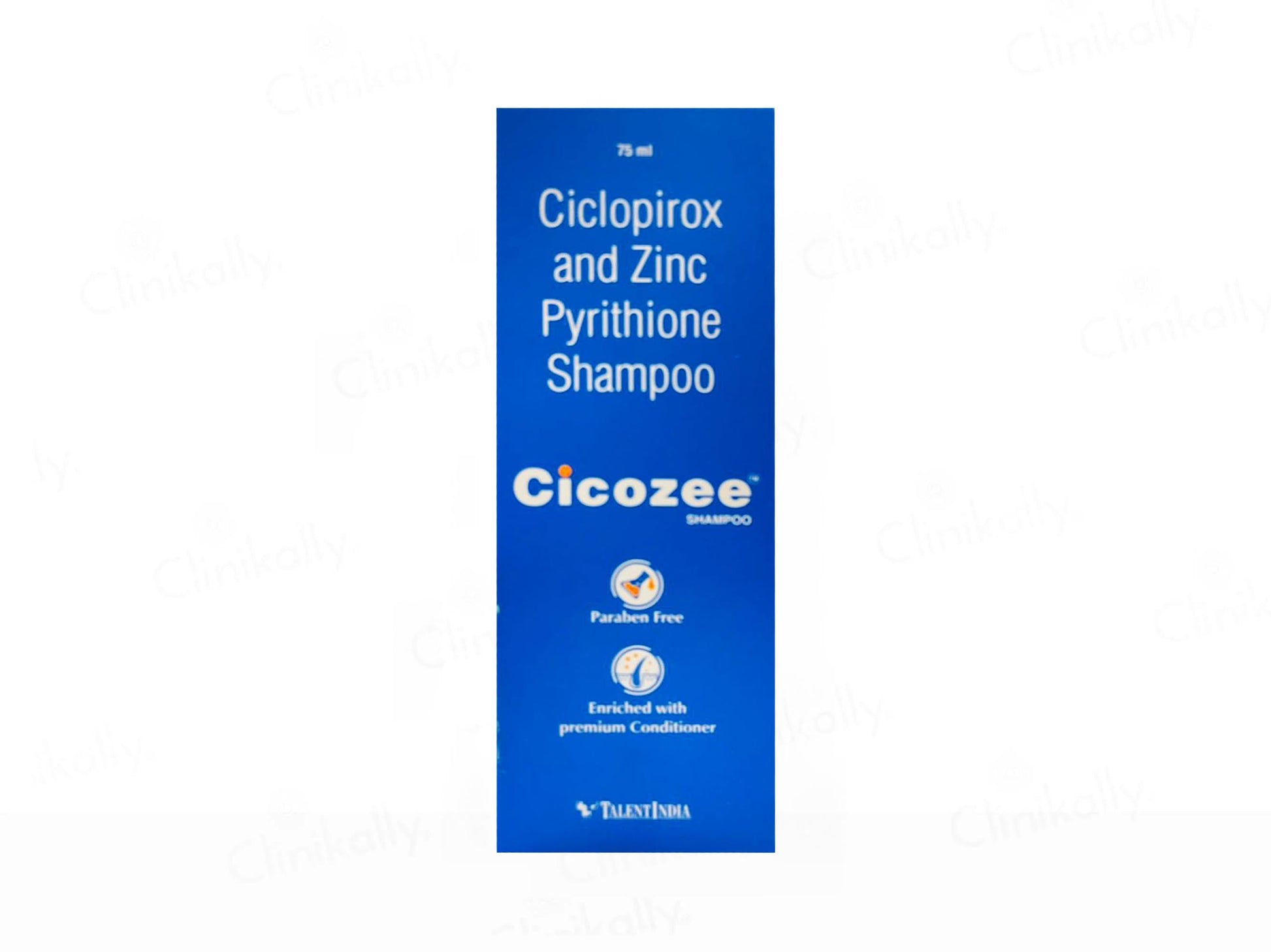 Cicozee shampoo packaging with blue background and white text