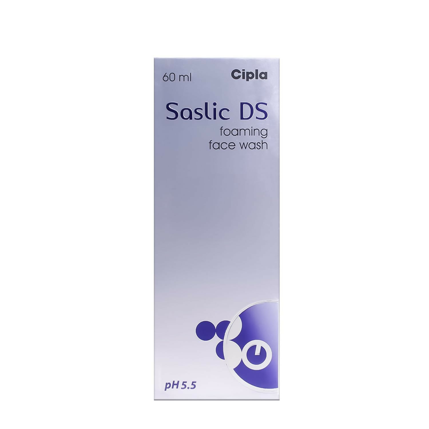 Cipla Saslic DS foaming face wash packaging on a white background