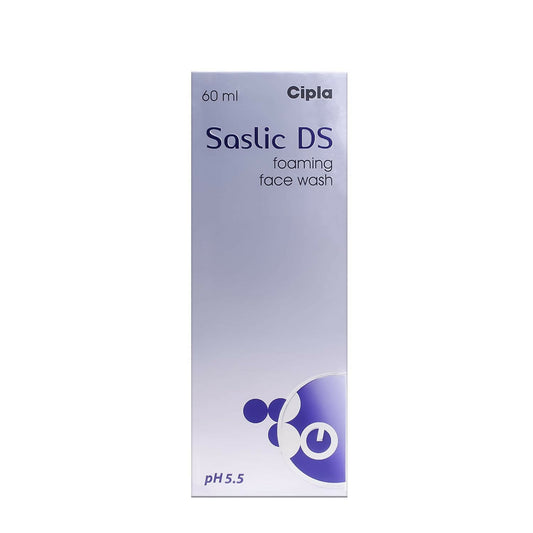 Cipla Saslic DS foaming face wash packaging on a white background