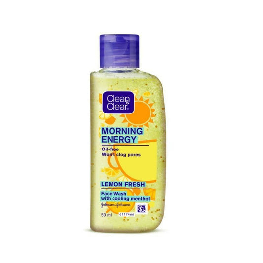 Clearasil Morning Energy lemon fresh face wash bottle on a white background