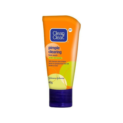 Clean & Clear pimple clearing face wash tube on a white background