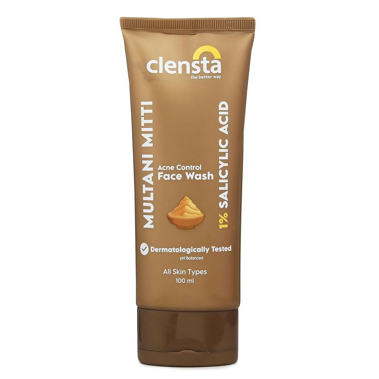 Clensta Multani Mitti Acne Control Face Wash tube on a white background