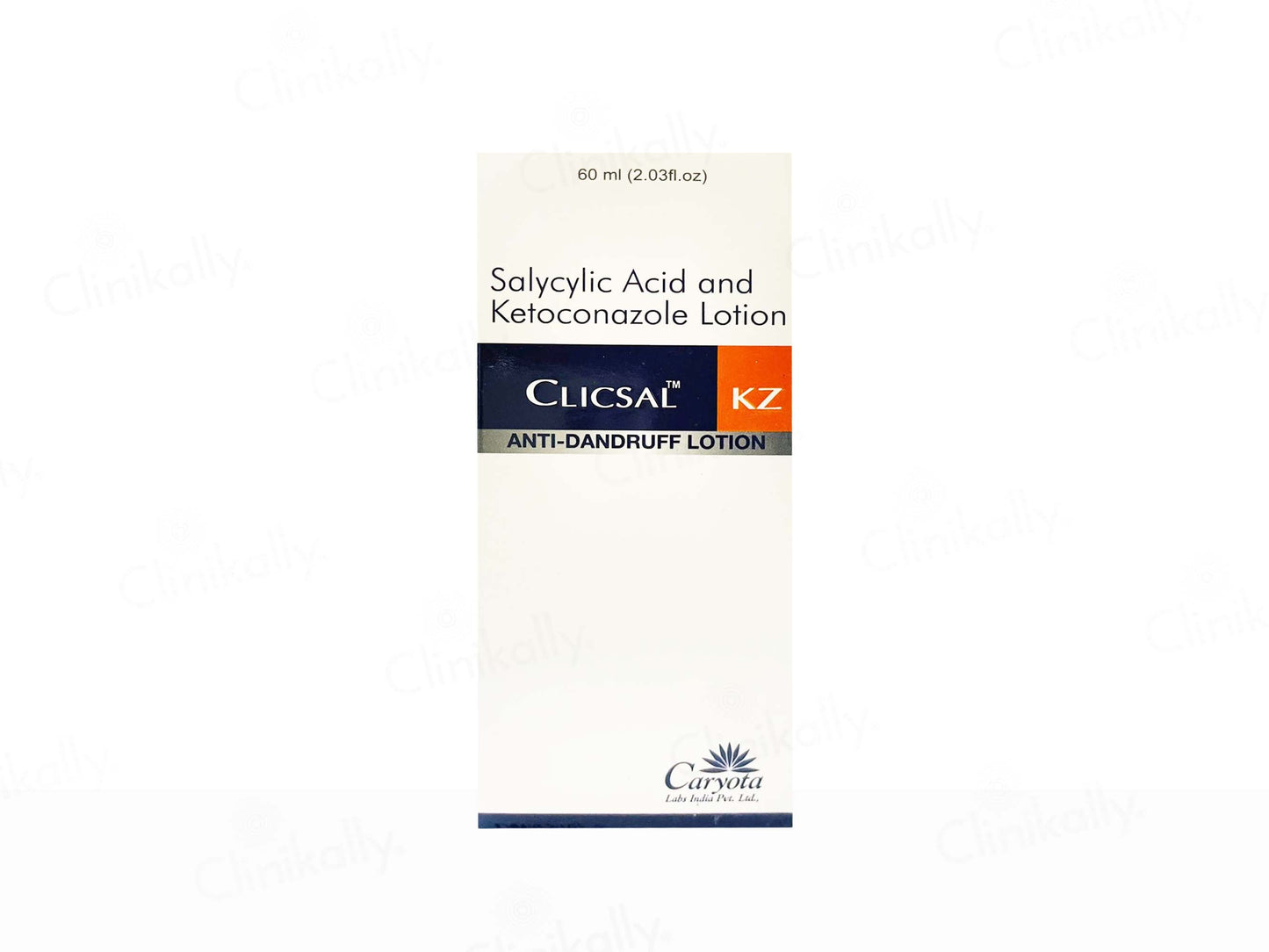Clicsal KZ anti-dandruff lotion packaging on a white background