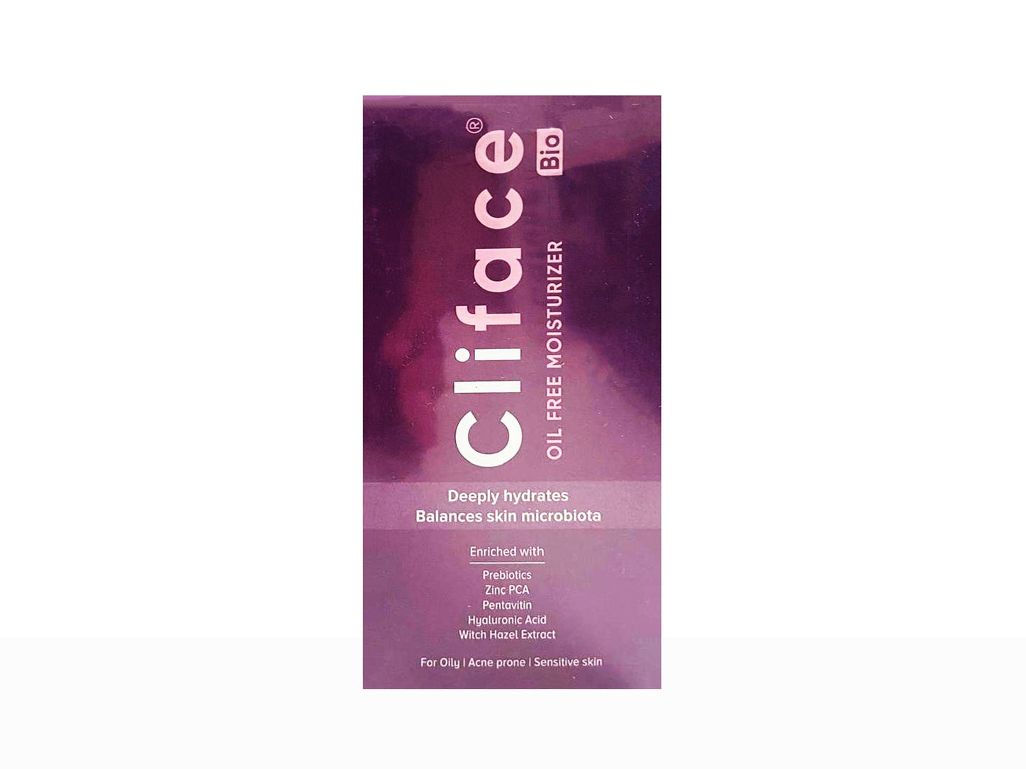 Cliface oil-free moisturizer packaging on a white background