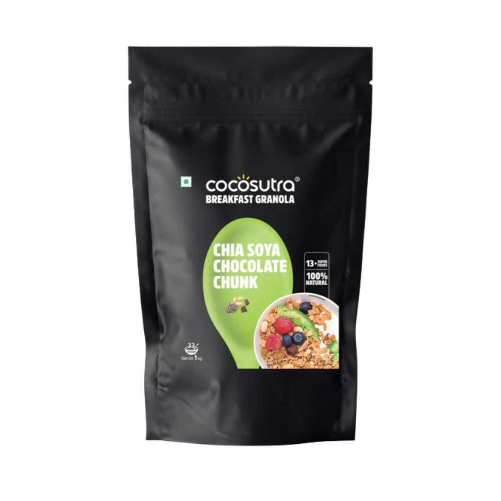 CocoSutra Breakfast Granola package with black background