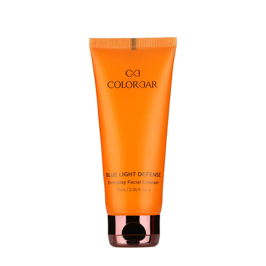 A tube of Colorbar Blue Light Filter Collection Face Wash with a bright orange packaging.