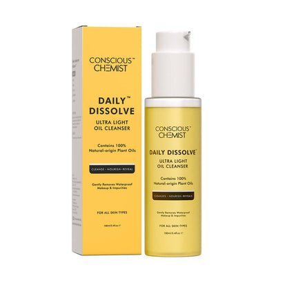 Conscious Chemist Daily Dissolve Ultra Light Oil Cleanser with packaging on a white background