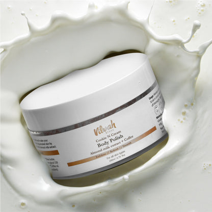 Jar of body polish with visible brand name on a white background