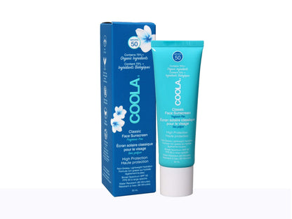 Coola sunscreen tube and packaging on a white background