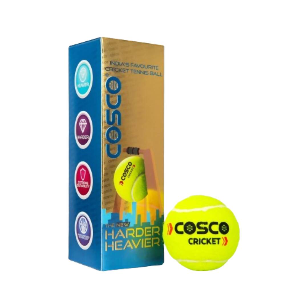 Cosco cricket ball with packaging on a white background