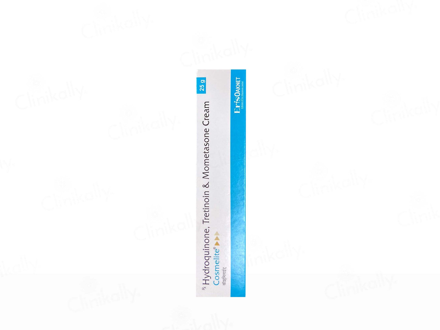 Cream packaging with blue and white design on a white background