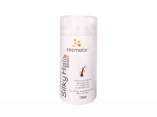 Cosmofix Silky Hair product bottle on a white background