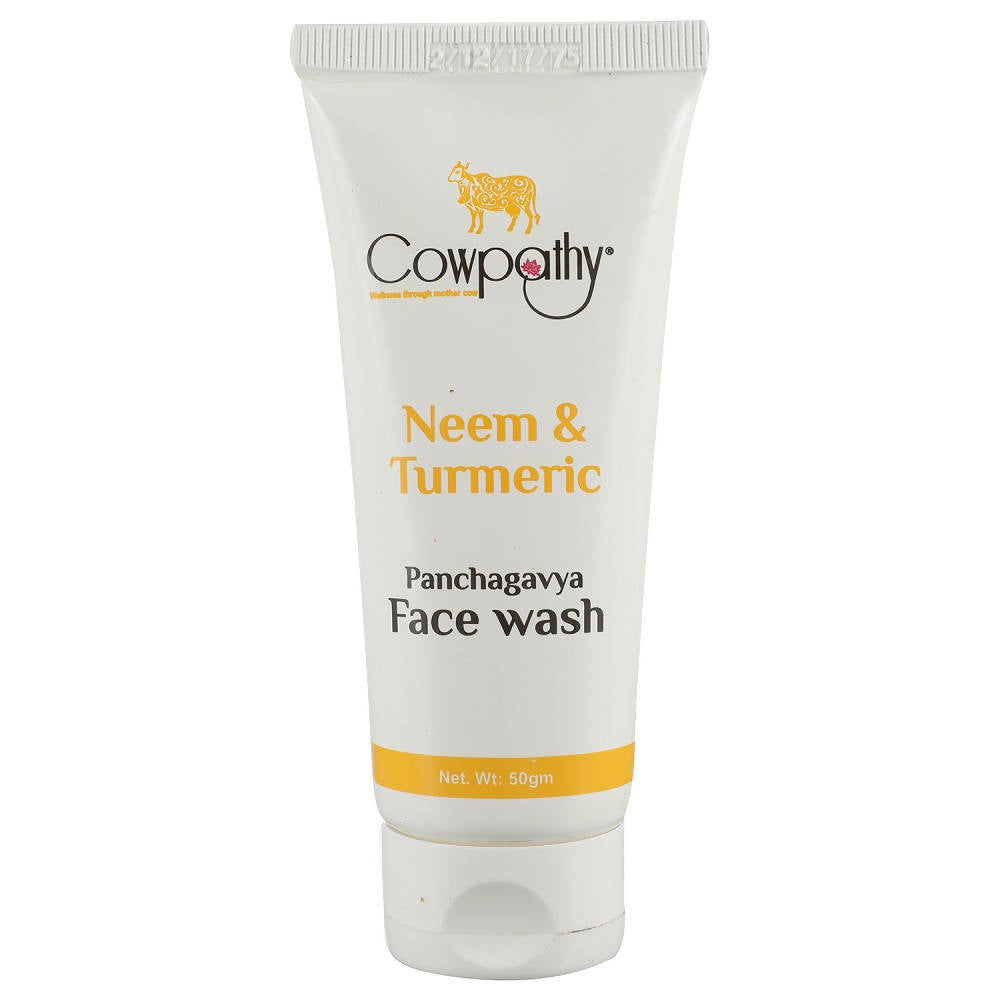 Cowpathy Neem & Turmeric Panchagavya Face Wash tube on a white background