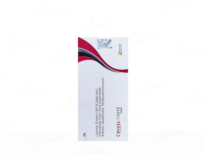 Product packaging for 'Crysta White' cream on a white background