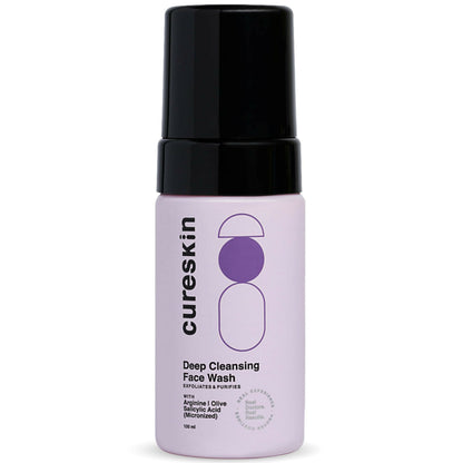 Cureskin deep cleansing face wash bottle on a white background