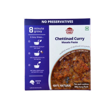 Box of Curry Chief Chettinad Curry Masala Paste with blue and white design