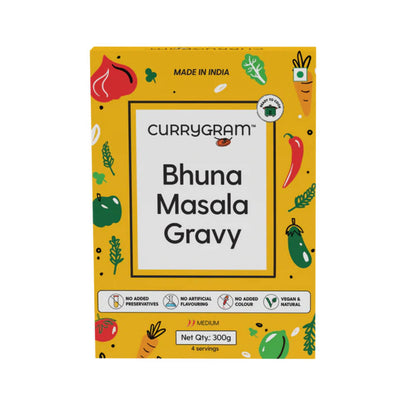 Currygram Bhuna Masala Gravy packaging on a white background