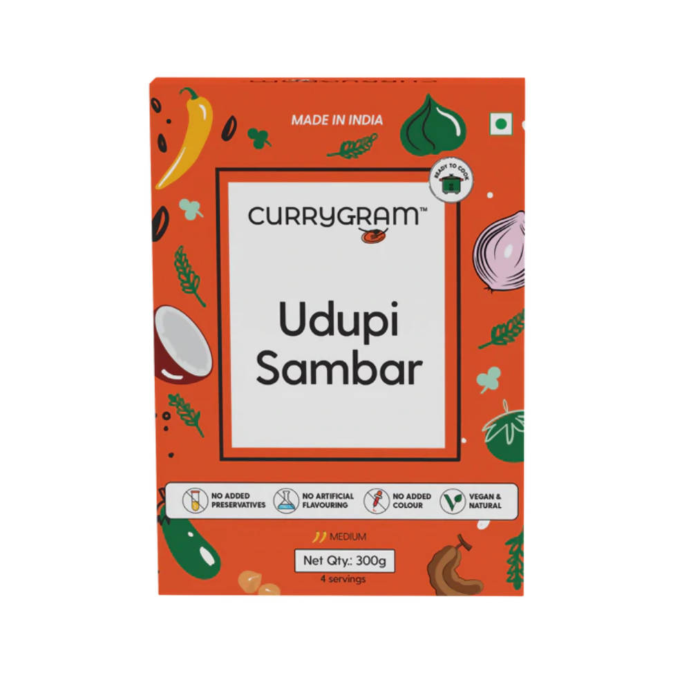 Currygram Udupi Sambar packaging on a white background