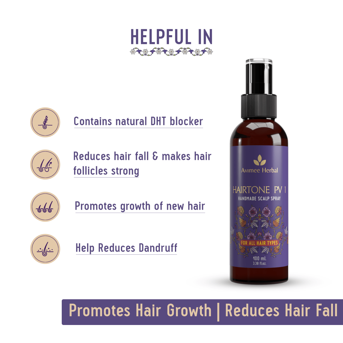 Avimee Herbal Anti Hairfall Kit - Oil, Cleanser and Scalp Spray, Controls Hair Fall and Strengthens Hair Root, With Rosemary, Amla, Methi & Bhringraj
