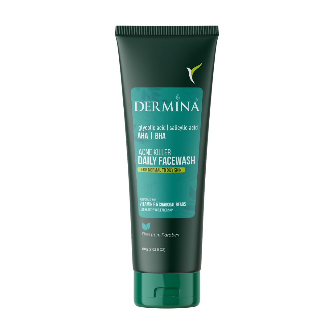 Dermina Acne Killer Daily Facewash tube on a white background