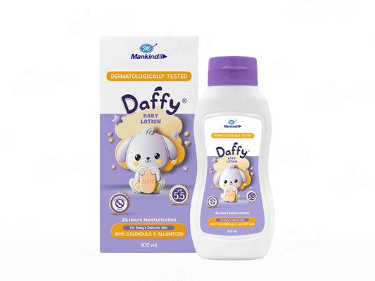 Daffy baby lotion packaging with a white background