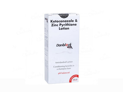 Box of Danblock Ketoconazole & Zinc Pyrithione Lotion on a white background