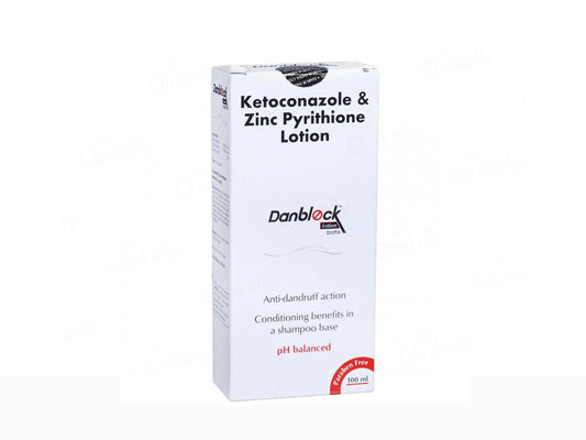 Box of Danblock Ketoconazole & Zinc Pyrithione Lotion on a white background