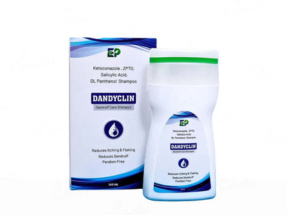 DANDYCLIN shampoo bottle and packaging on a white background