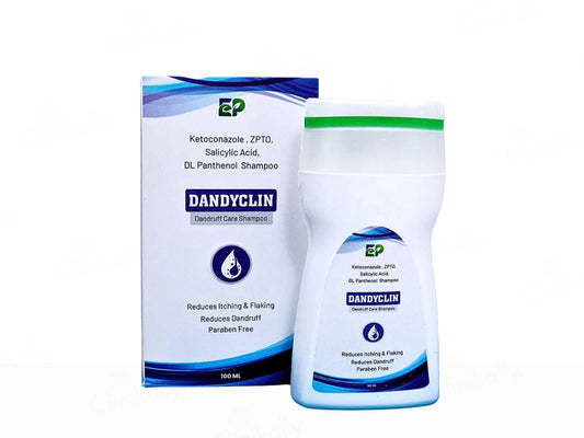 DANDYCLIN shampoo bottle and packaging on a white background