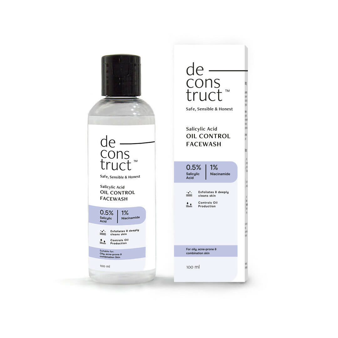 Deconstruct Salicylic Acid Oil Control Facewash bottle and packaging on a white background