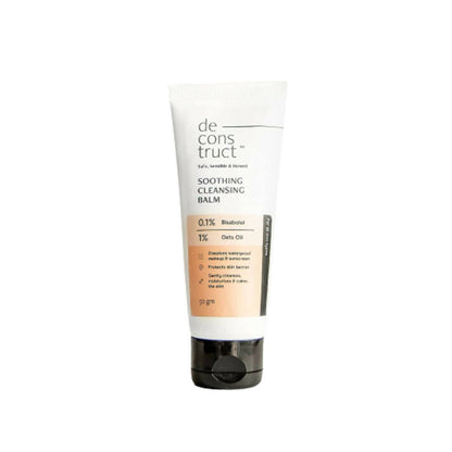 Tube of de construct soothing cleansing balm on a white background
