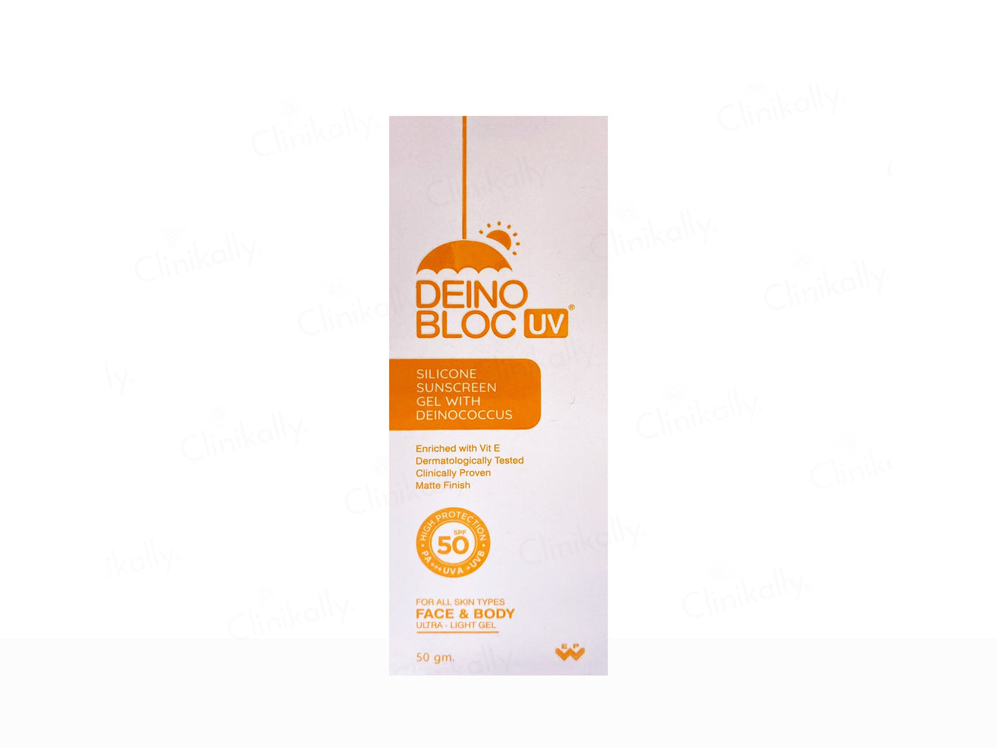 Deino Bloc UV sunscreen packaging on a white background