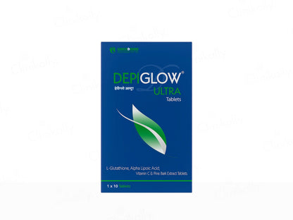 DEPIGLOW Ultra Tablets packaging on a white background