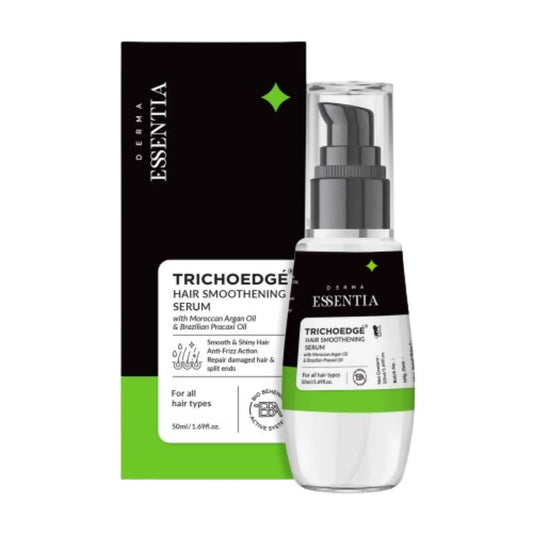 Essentia Trichoedge hair smoothing serum with packaging on a white background