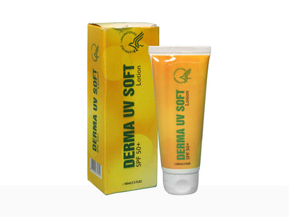 Derma UV Soft sunscreen lotion tube and packaging on a white background