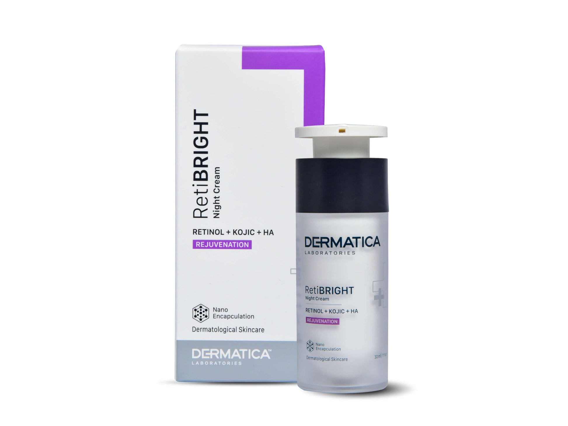 Dermatica RetiBright night cream with packaging on a white background