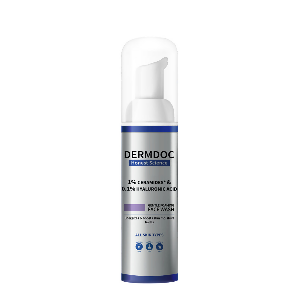 Dermdoc face wash bottle on a white background