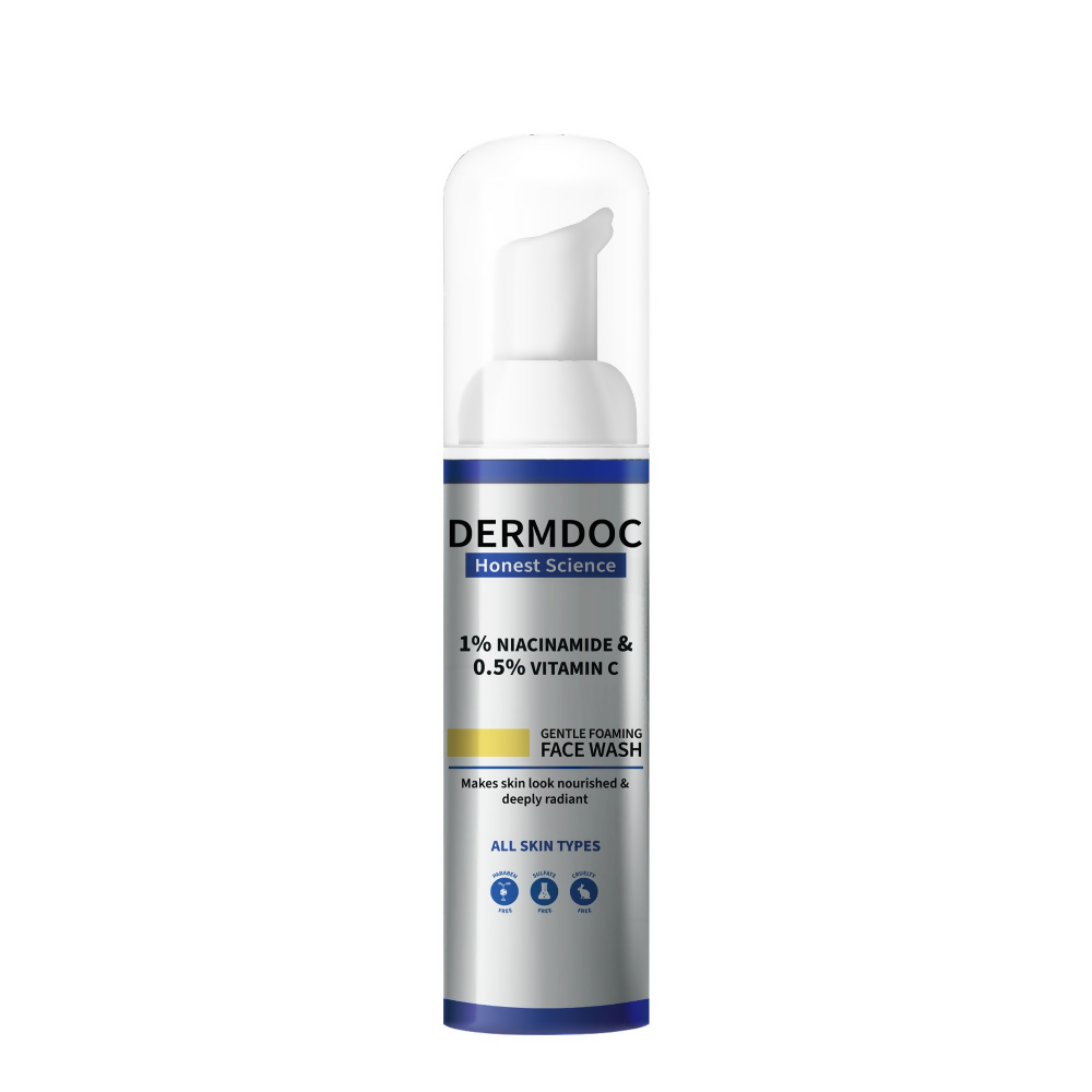 Dermdoc face wash bottle on a white background