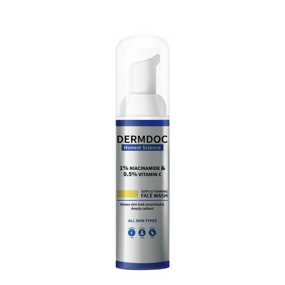 Dermdoc face wash bottle on a white background