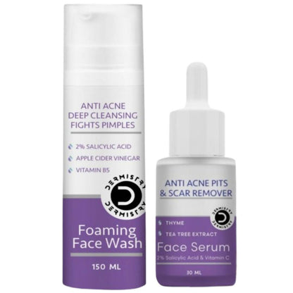 Two skincare products: Foaming Face Wash and Face Serum, on a white background.