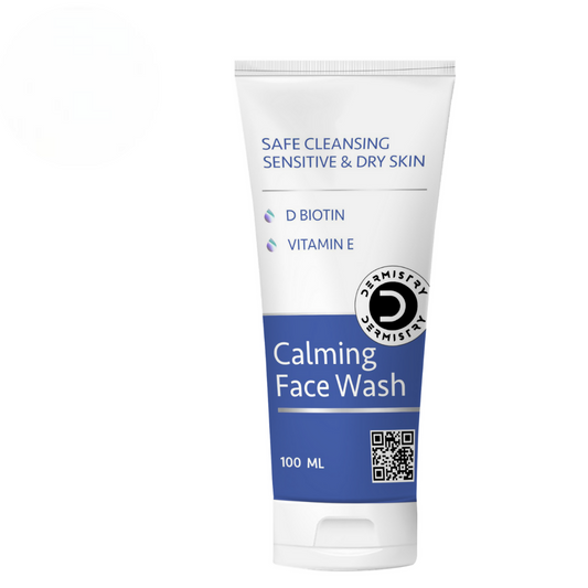 Tube of Calming Face Wash on a white background