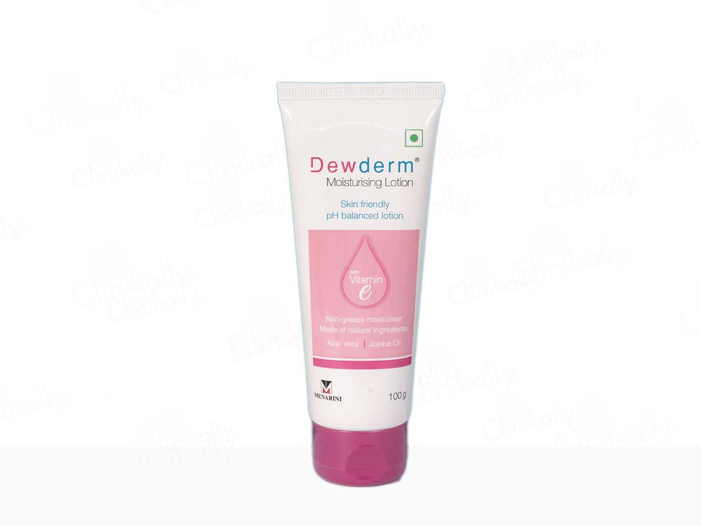 Dewderm moisturizing lotion tube on a white background