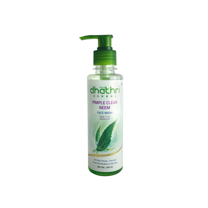 Dhathri Herbal Pimple Clear Neem Face Wash bottle on a white background