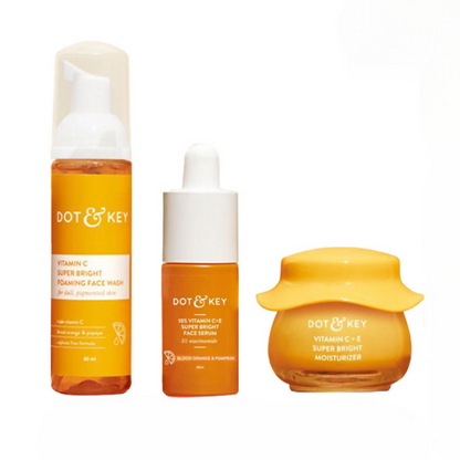 Three Dot & Key skincare products on a white background