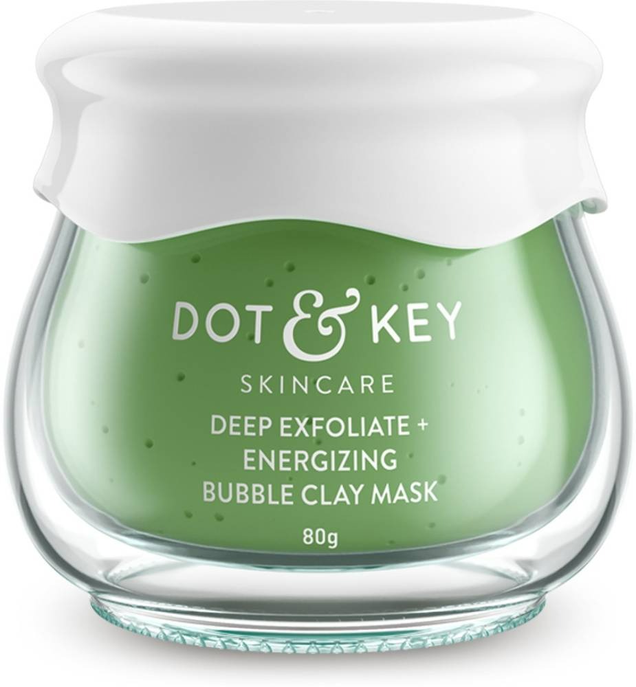 Dot & Key skincare mask jar with green content on a white background
