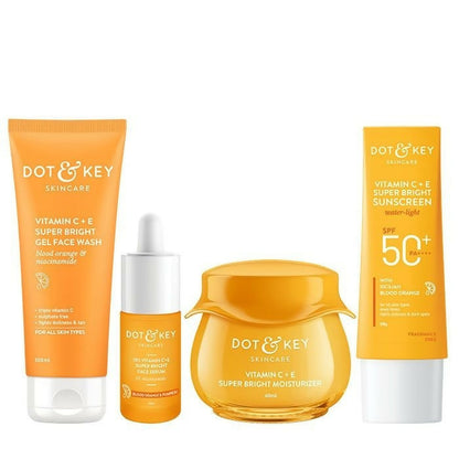DOT & KEY skincare products including gel, serum, moisturizer, and sunscreen on a white background