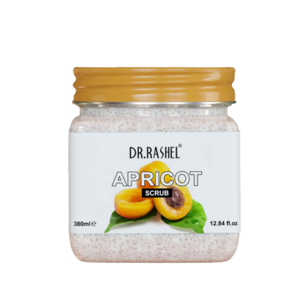 Jar of Dr. Rashel Apricot Scrub on a white background