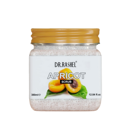 Jar of Dr. Rashel Apricot Scrub on a white background