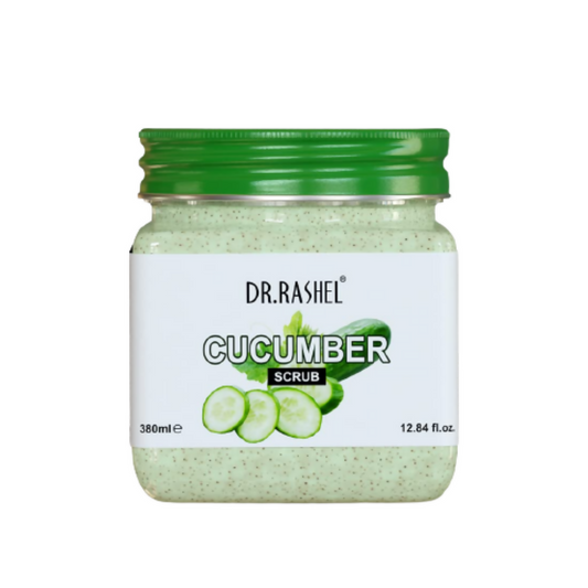 Jar of Dr. Rashel Cucumber Scrub on a white background